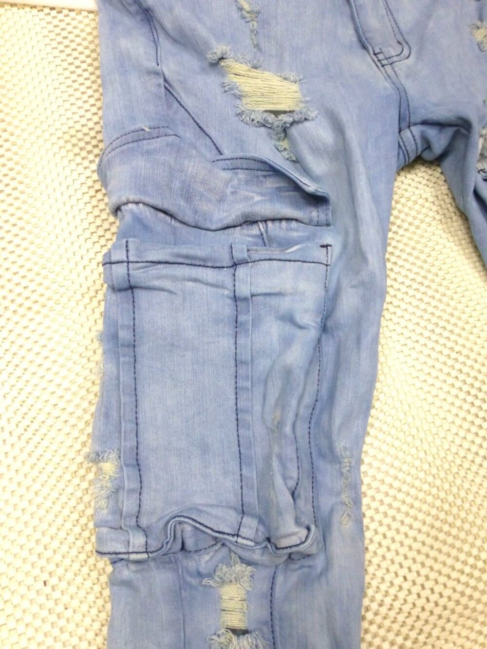 Rockstar Original Trashed Light Blue Distressed Flare Jeans RSM205 30x36 Cargo P - Picture 8 of 16